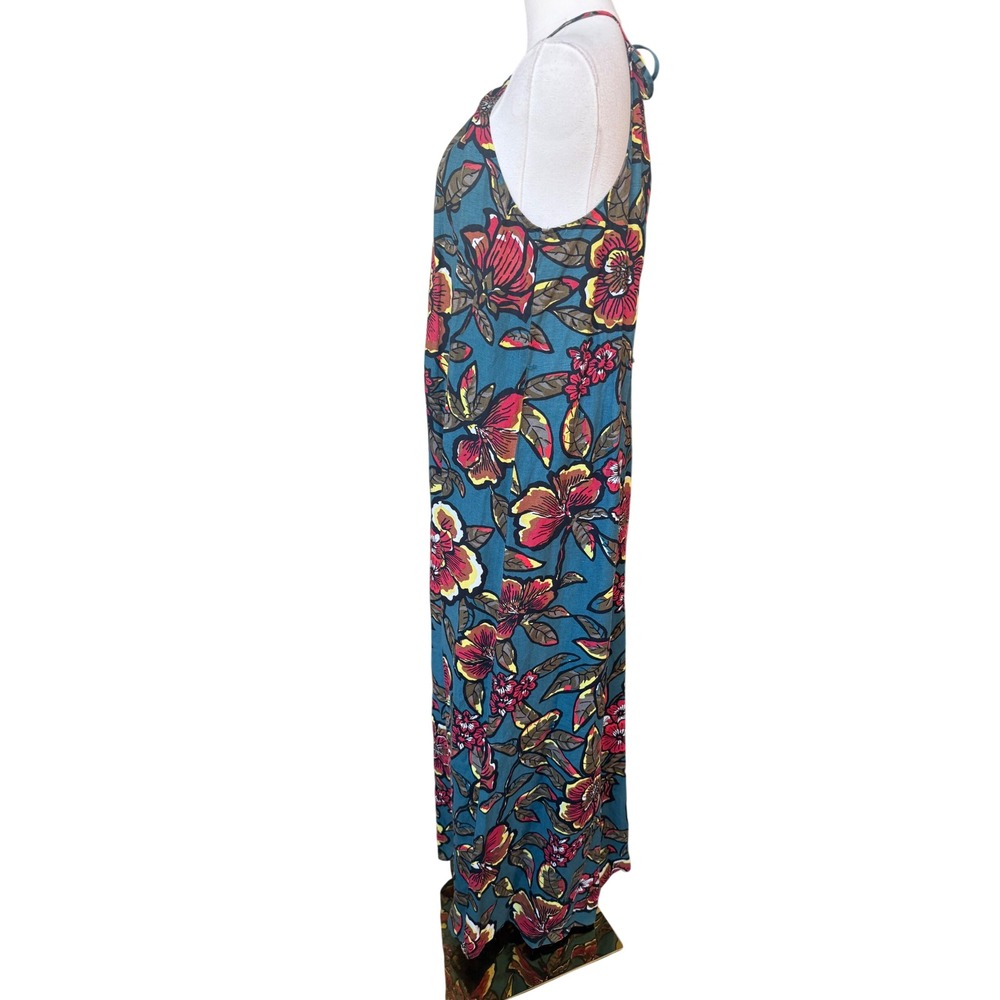 Loft Linen Floral Beachy Maxi Dress Size S Flowy Bright Tropical Resort Vacay - Picture 6 of 11